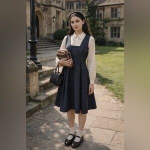 Modern Vintage Women's Dress Size M Tartan Plaid Pinup Rockabilly Schoolgirl